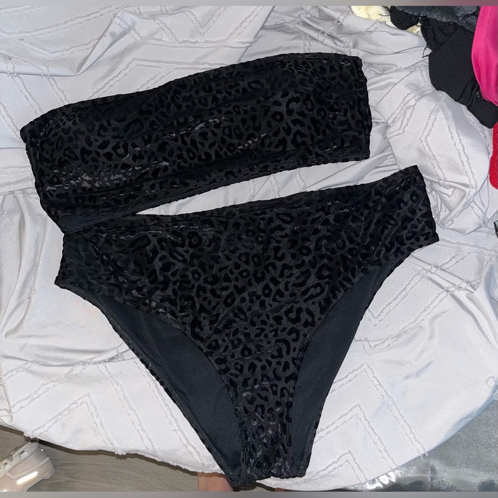 Strapless Leopard High Waisted Swimsuit
